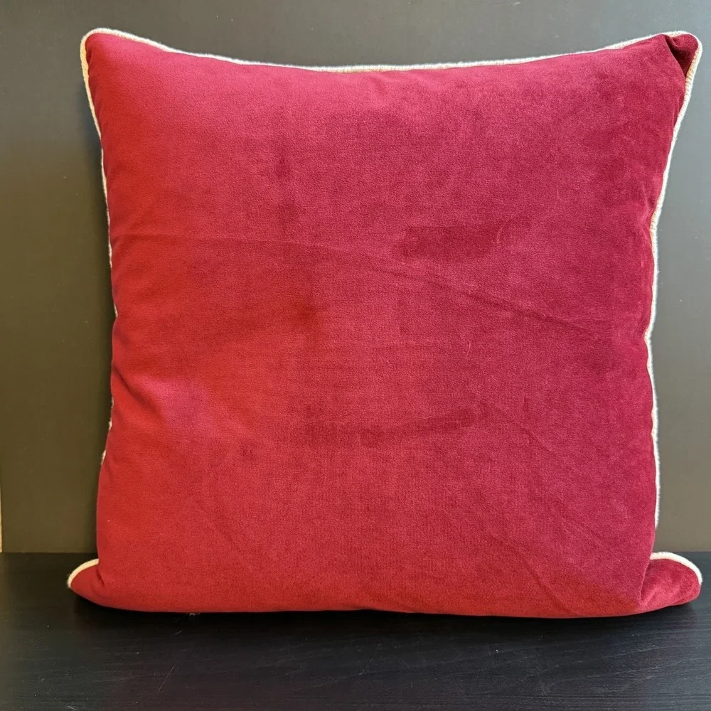 Rodeo Home Velvet Down Pillows 20x20 Set of 2 Red Embroidered Holiday Home